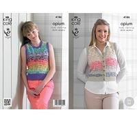 King Cole Opium Knitting Pattern 4186 - Intermediate Waistcoats, Tops, Slipovers Pattern - 28-46 Inches