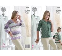 King Cole Opium Knitting Pattern 4470 - Intermediate Cardigans, Sweaters Pattern - 32 inch - 42 inch