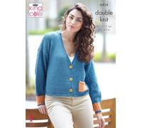 King Cole Pattern (6454) Knitted in Eternity DK - V-Neck Cardigan and Sweater Knitted in King Cole Eternity DK