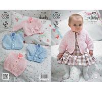 King Cole 4175 Knitting Pattern Baby Cardigans and Waistcoats to knit in King Cole Cuddles and Comfort Chunky