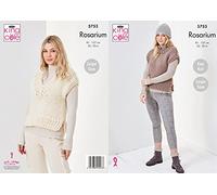 King Cole Rosarium Mega Chunky Knitting Pattern 5753 - Easy Slipovers, Headwear Pattern - 32-50 Inches
