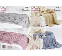 King Cole Rosarium Mega Chunky Knitting Pattern for Blanket Throw & Bed Runner (5758)