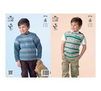 King Cole Splash Knitting Pattern 3716 Kids 22 - 28 Inches