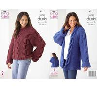 King Cole Super Chunky Knitting Pattern - 6217 Ladies Sweater & Cardigan