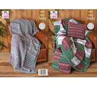 King Cole Super Chunky Knitting Pattern Easy Knit Blanket Bed Runner & Cushion (5782)