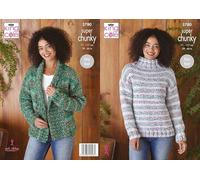 King Cole Super Chunky Knitting Pattern Easy Knit Sweater & Cardigan (5780), 28" - 46"