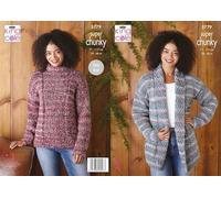King Cole Super Chunky Knitting Pattern Easy Knit Sweater & Jacket (5779), 28" - 46"