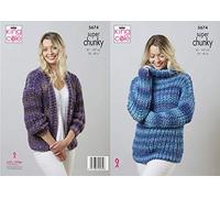 King Cole Super Chunky Knitting Pattern Ladies Sweater & Cardigan (5674)