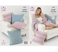 King Cole Timeless Classic & Timeless Super Chunky Knitting Pattern 5670 - Easy Blankets, Cushions Pattern - One Size