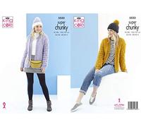 King Cole Timeless Super Chunky Knitting Pattern 5523 - Cardigans, Headwear Pattern - 32-42 Inches