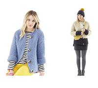 King Cole Timeless Super Chunky Knitting Pattern 5526 - Easy Cardigans, Headwear Pattern - 32-42 Inches