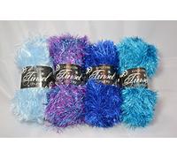 King Cole Tinsel 50g - Mixed Colour 4 Ball Packs (Mixture N) Pale Blue, Sparkler, Sapphire, Turquoise