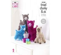 King Cole Tinsel Chunky & DK Knitting Pattern Easy Knit Small or Large Alpaca Toy (9129)