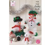 King Cole Tinsel Chunky & DK Knitting Pattern Mr & Mrs Twinkle & Snowflake The Puppy (9168)