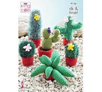 King Cole Tinsel Chunky & DK Knitting Pattern Small or Large Cacti Decorations (9136)