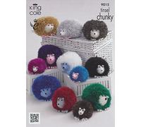 King Cole Tinsel Chunky & Dollymix DK Knitting Pattern Hedgehog Family 9015 by King Cole