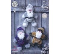 King Cole Tinsel Chunky Easy Knit Knitting Pattern for Santa Claus Christmas Toys 3 Sizes (9031) by King Cole