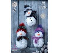 King Cole Tinsel Chunky Easy Knit Knitting Pattern for Snowman Christmas Toys 3 Sizes (9030) by King Cole