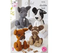 King Cole Toy Crochet Pattern Double Knit Amigurumi French Bulldogs (9175)