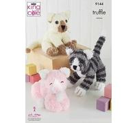 King Cole Truffle Knitting Pattern for Sitting Standing or Laying Cat Teddy Toy (9144), Multi