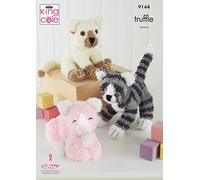 King Cole Truffle Knitting Pattern for Sitting Standing or Laying Cat Teddy Toy (9144), Multi