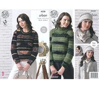 King Cole Urban Knitting Pattern Ladies Womens Easy Knit Sweaters Hat Cowl & Scarf (4328)