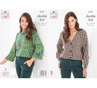 King Cole Women’s Knitting Pattern Double Knit Cardigan and Sweater (6141), 32” - 42” (81cm - 107cm) Bust