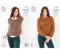 King Cole Women’s Knitting Pattern Double Knit Sweater and Top (6144), 32” - 42” (81cm - 107cm) Bust