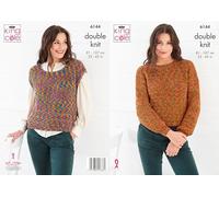 King Cole Women’s Knitting Pattern Double Knit Sweater and Top (6144), 32” - 42” (81cm - 107cm) Bust