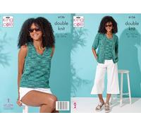 King Cole Women’s Knitting Pattern Easy Double Knit Cardigan and Top (6126), 32” - 50” (81cm - 127cm)