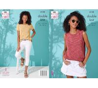 King Cole Women’s Knitting Pattern Easy Double Knit Short Sleeve and Sleeveless Top (6128), 32” - 50” (81cm - 127cm)