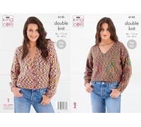 King Cole Women’s Knitting Pattern Easy Double Knit Sweater and Cardigan (6145), 32” - 44” (81cm - 112cm) Bust