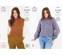 King Cole Women’s Knitting Pattern Easy Double Knit Sweater and Top (6142), 32” - 42” (81cm - 107cm) Bust