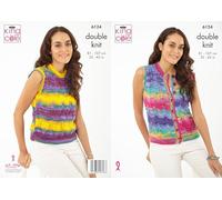 King Cole Women’s Knitting Pattern Easy Double Knit Tank Top and Waistcoat (6124), 32” - 42” (81cm - 107cm) Bust