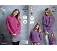 King Cole Womens Double Knitting Pattern Ladies Raglan Sleeve Sweaters & Poncho Snood (4590)
