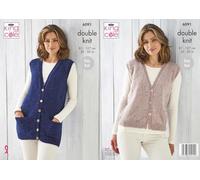 King Cole Womens Knitting Pattern Easy Double Knit Waistcoats (6091), 32” - 50” (81cm - 127cm) Bust