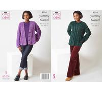 King Cole Womens Knitting Pattern Ladies Soft Yummy Tweed Sweater & Cardigan (6314)