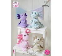 King Cole Yummy Chenille Crochet Pattern - 9197 Axolotls Toys