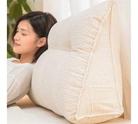 King Corduroy Triangular Reading Pillow Large Bolster Headboard Upholstered Positioning Support Wedge Pillow,Brown,180 * 25 * 50cm