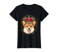 King Corgi Wearing Crown - Queen Corgi Dog Value Graphic T-Shirt, Women, Black, S