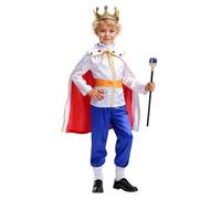 King Costume Set for Kids - Prince Cloak & Crown 7 Pcs Set for Role Play, Halloween & Nativity, 80cm for Kids