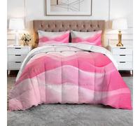 King Coverless Duvet Minimalism Geometry Wavy Lines, Light Pink Summer Hypoallergenic Duvet, Cosy and Lightweight Quilt, Reversible Comforter with 2 Pillowcases