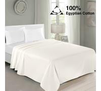 (King, Cream) 100% Egyptian Cotton Flat Sheets TC 400 Full Bed Sheet Single Double King Size