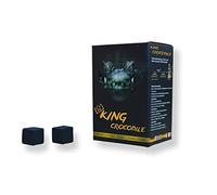King Crocodile Coconut Charcoal with Long Burning Time, 25 x 25 mm, Sustainable Natural Charcoal, Low Ash, Low Smoke, Barbecue Charcoal, Charcoal Cube in Premium Quality (Consumer, 2 kg)
