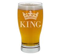 King Crown Design Beer Pint Glass King Glass Birthday Gifts For Men Fathers Birthday Present King Lager Pint Glass Gift King Crown Design Beer Lager Cider Pint Glass Engraved King Crown Glass For Him