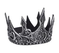 King Crown PU Foam Adjustable Silver Headband Halloween Season | Antique Medieval Style, Lightweight Workmanship, Men's Costume Accessory, Suitable for Weddings and Halloween Events
