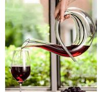 King Crystal Red Wine Decanter | Unique 6 Shaped | Hand Blown | 44 Oz Crystal Glass Wine Carafe and Purifier | For Home Bar | Lead-free Crystal Glass | Exclusive Wine Vase | Perfect for meetings