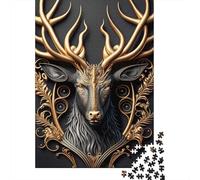 King Deer Golden Art Deco 1000-Piece Puzzle for Adults, 38x26cm/1000pcs; A Relaxed Project for Colder Days; White Card Pieces with Reduced Dust