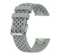 King Dong Perforated Silicone Strap compatible with Fitbit Charge 5/6, Breathable Sport Band with Colour Matched Buckle (Grey)