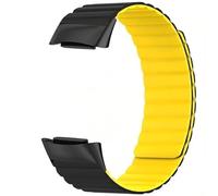 King Dong Silicone Magnetic Reversible Band for Fitbit Charge 6, Strong Magnetic Closure, Multiple Colours (Black/Yellow)